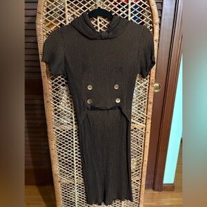 Lili Young Black Dress with Button Detail 1950s Vintage